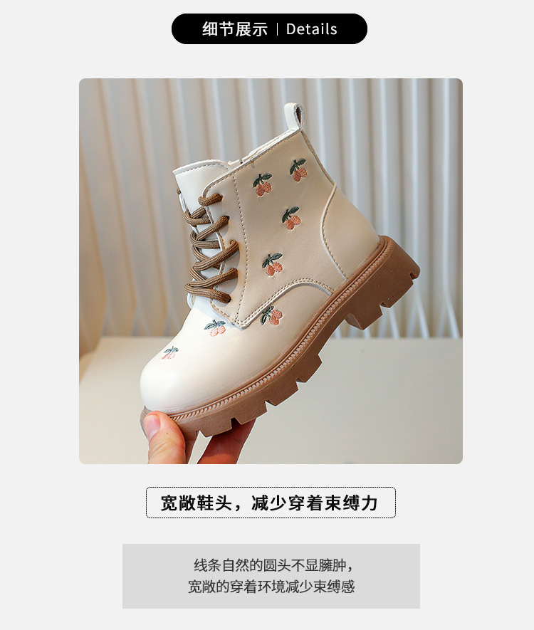 儿童马丁靴2025年秋冬新款小女孩单靴绣花女童公主靴女宝宝短靴详情2