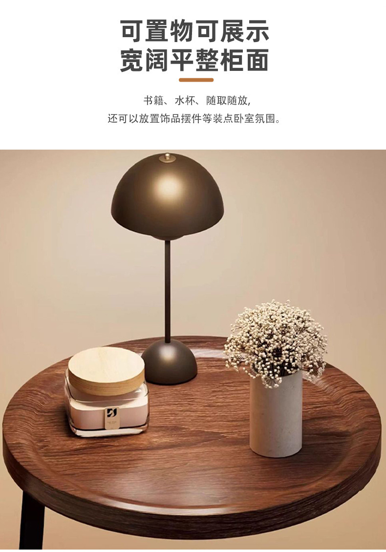 The bedside table is a small, vintage, creative round table for home use. It is a three-story bedroom bedside storage rack with a unique design sense pic 8