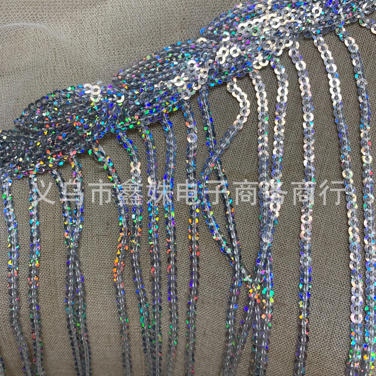 Laser light gold tassels, whiskers, mesh sequins, DIY curtains, stage performance costumes, ribbons pic 7
