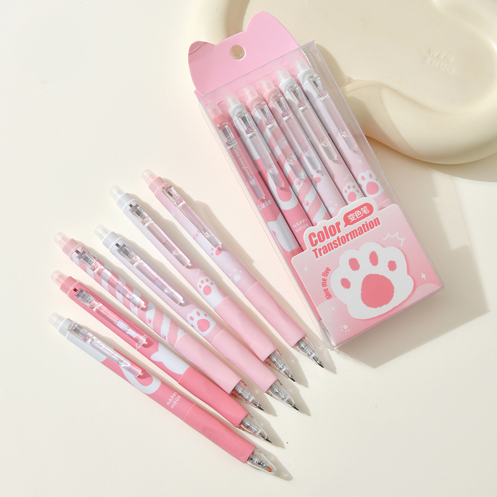 Chenxi Cat Paw Erasable Color-changing Pen 6-piece Set, Soft rubber case Planner Pen, Drawing Pen, Gel Pen, Colorful Creative Erasable Pen pic 13