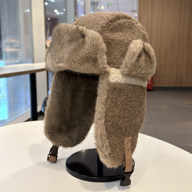 Suede fleece cap for children to make their faces look smaller in winter, protect their ears, keep warm, thickened, cycling, skiing in Northeast China, and protect against the cold, Lei Feng cap pic 8