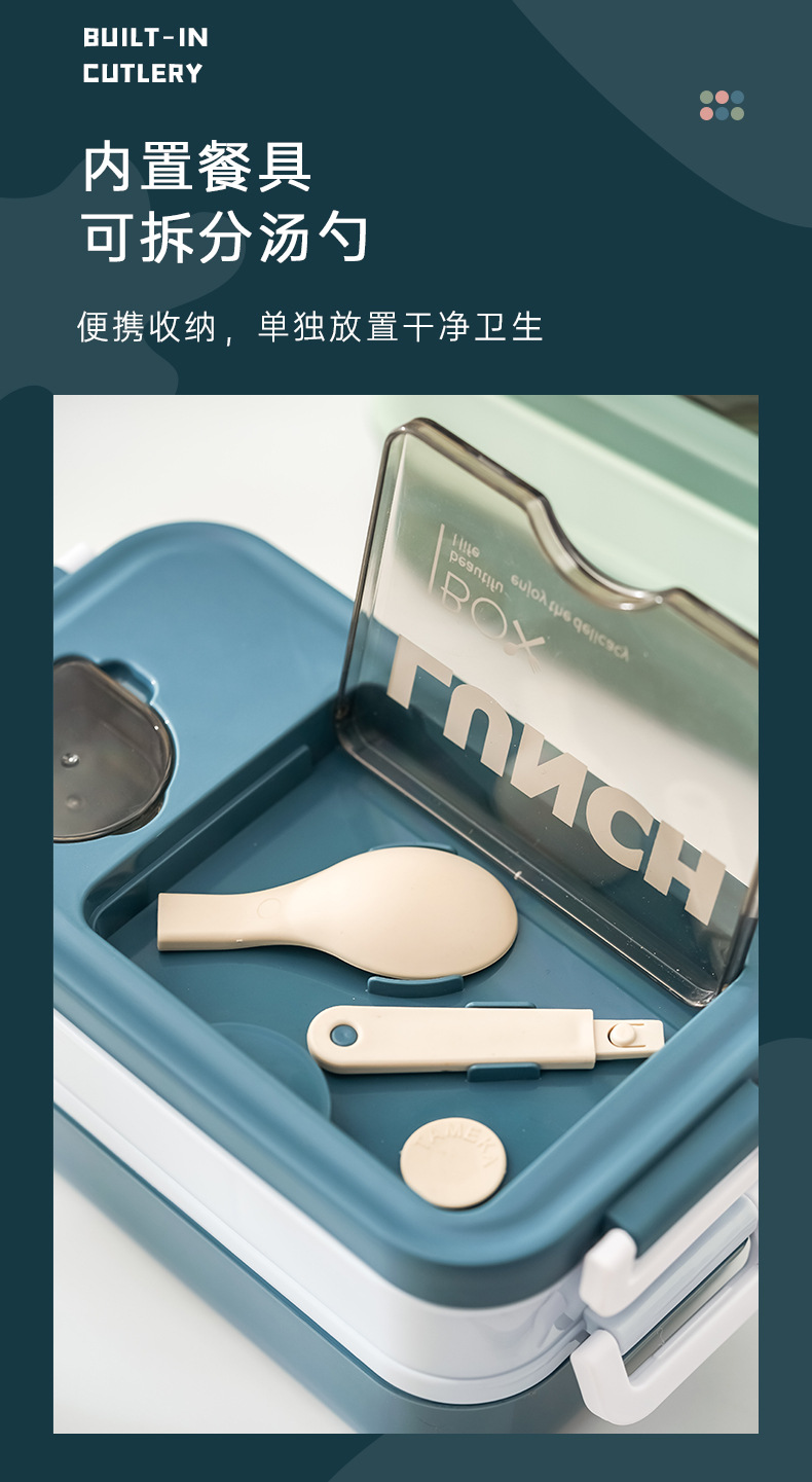 INS Japanese light food double-layer lunch box, plastic compartments bento box, cross-border adult and student microwave oven lunch box pic 11