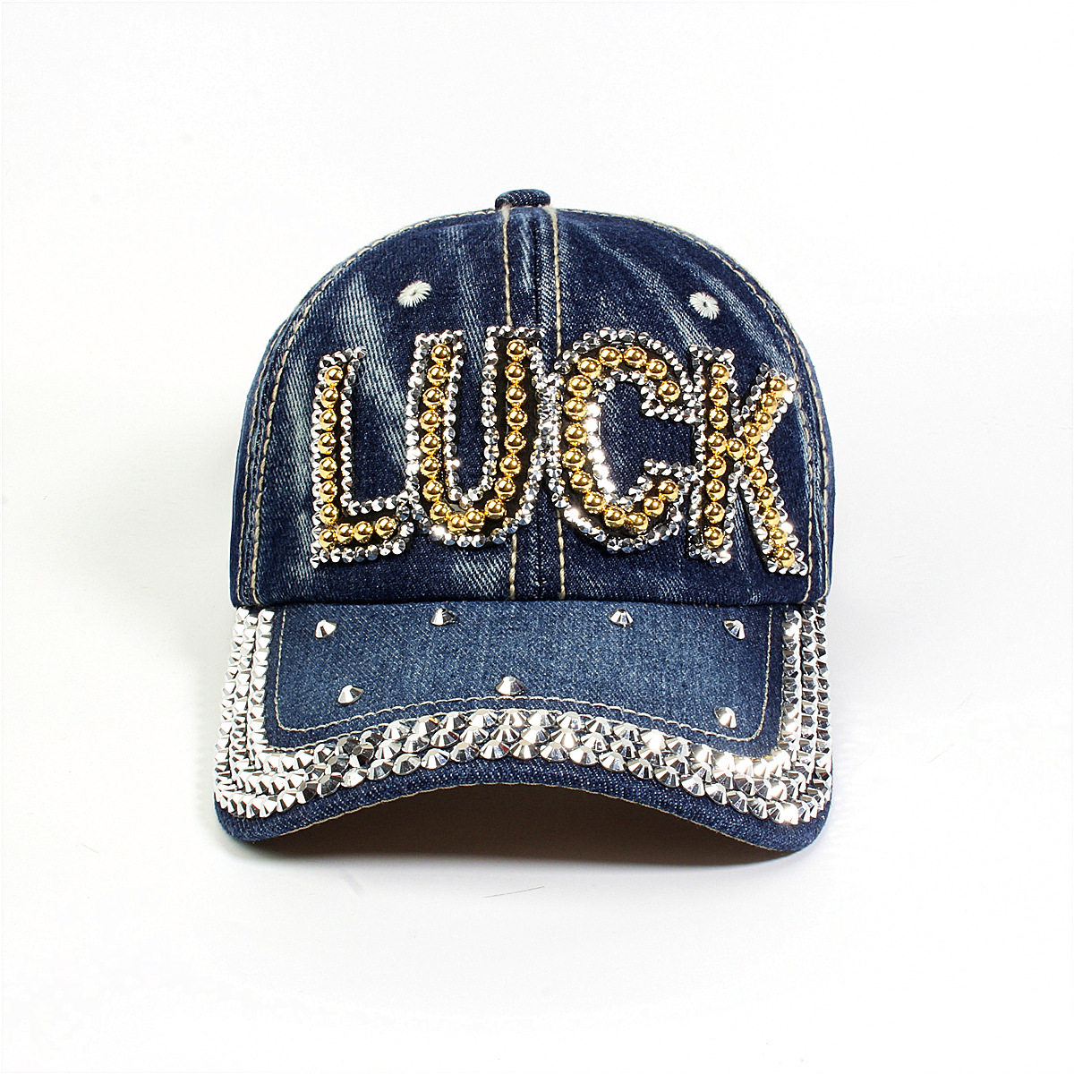 跨境外贸新款牛仔布女镶钻欧美国休闲成人棒球帽时尚洋气鸭舌帽子详情35