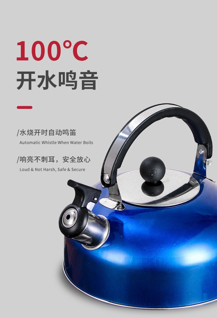 Cross-border exclusive stainless steel kettle enamel whistling color spherical whistling kettle flat bottom whistling pic 2