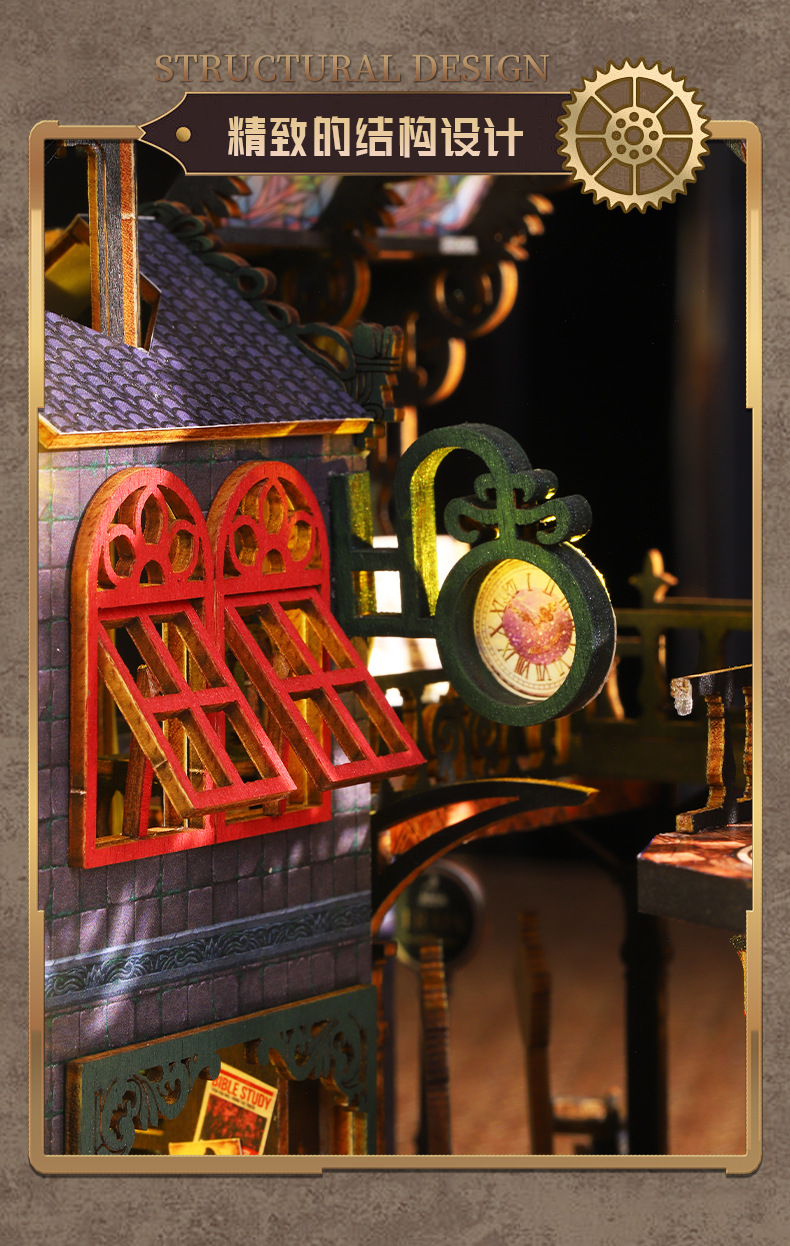 Jiate diy House Trajectory Youcheng Cross-border E-commerce Toy Model Manual Assembly DIY House DIY Bookstand pic 18