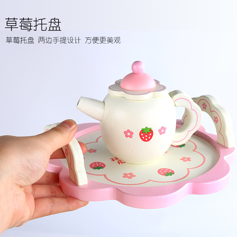 儿童木制女孩白色草莓仿真茶具套装过家家益智厨餐具迷你厨房玩具详情5