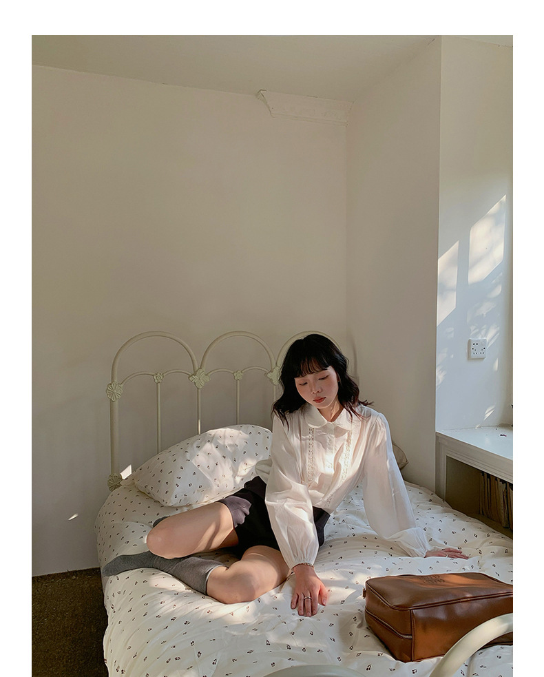 【候麦的春天】歌铭法式娃娃领衬衫春季新款复古蕾丝上衣女Y1122F详情50