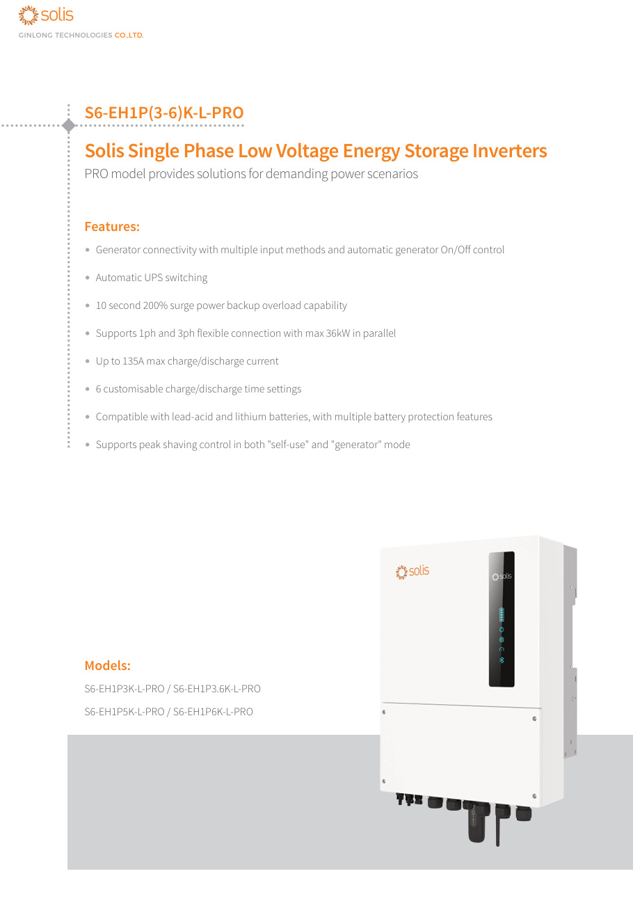 Jinlang solis energy storage inverter S6-EH1P6K-L-PLUS single-phase low-voltage solar photovoltaic inverter pic 5