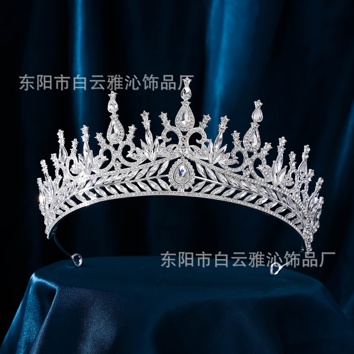 New diamond silver princess headwear, grand wedding dress, super glittering crystal, luxurious goddess bride wedding crown pic 13