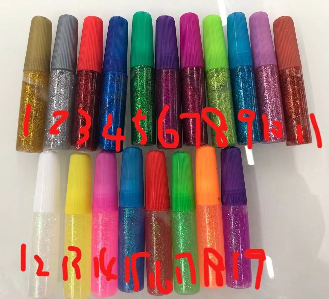 10ml闪光胶/10g金葱胶儿童DIY创意绘画颜料涂鸦金粉可水洗彩色胶详情1