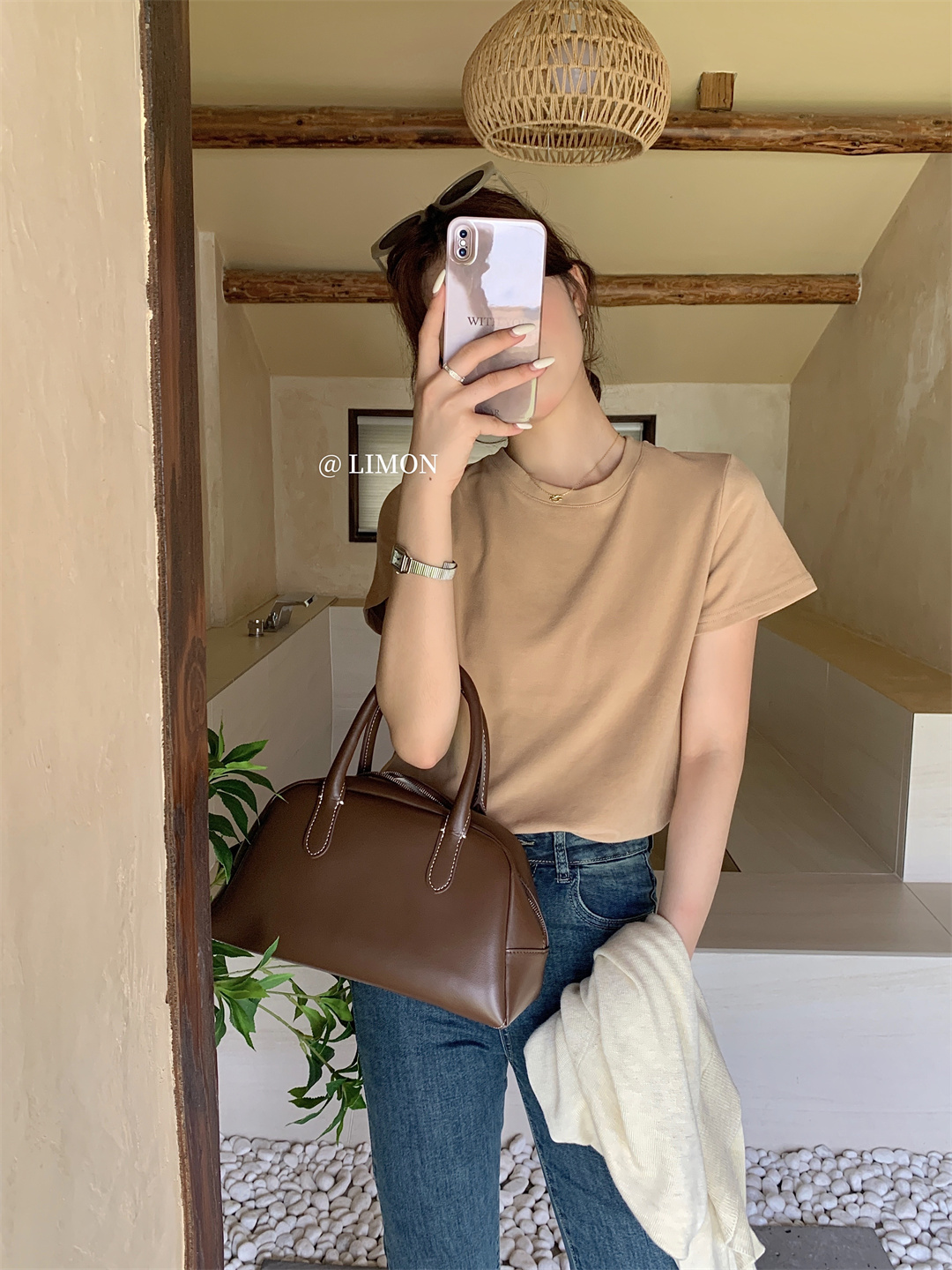 THE LEMON柠檬绿茶正肩磨毛短袖t恤女2024秋季新款百搭上衣打底衫详情31