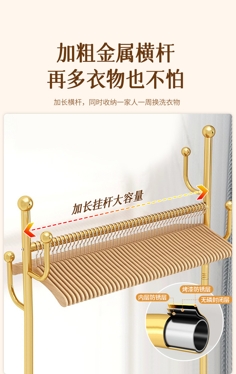 衣架落地卧室挂衣架移动家用轻奢晾衣架室内置物架子仙人掌衣帽架详情7