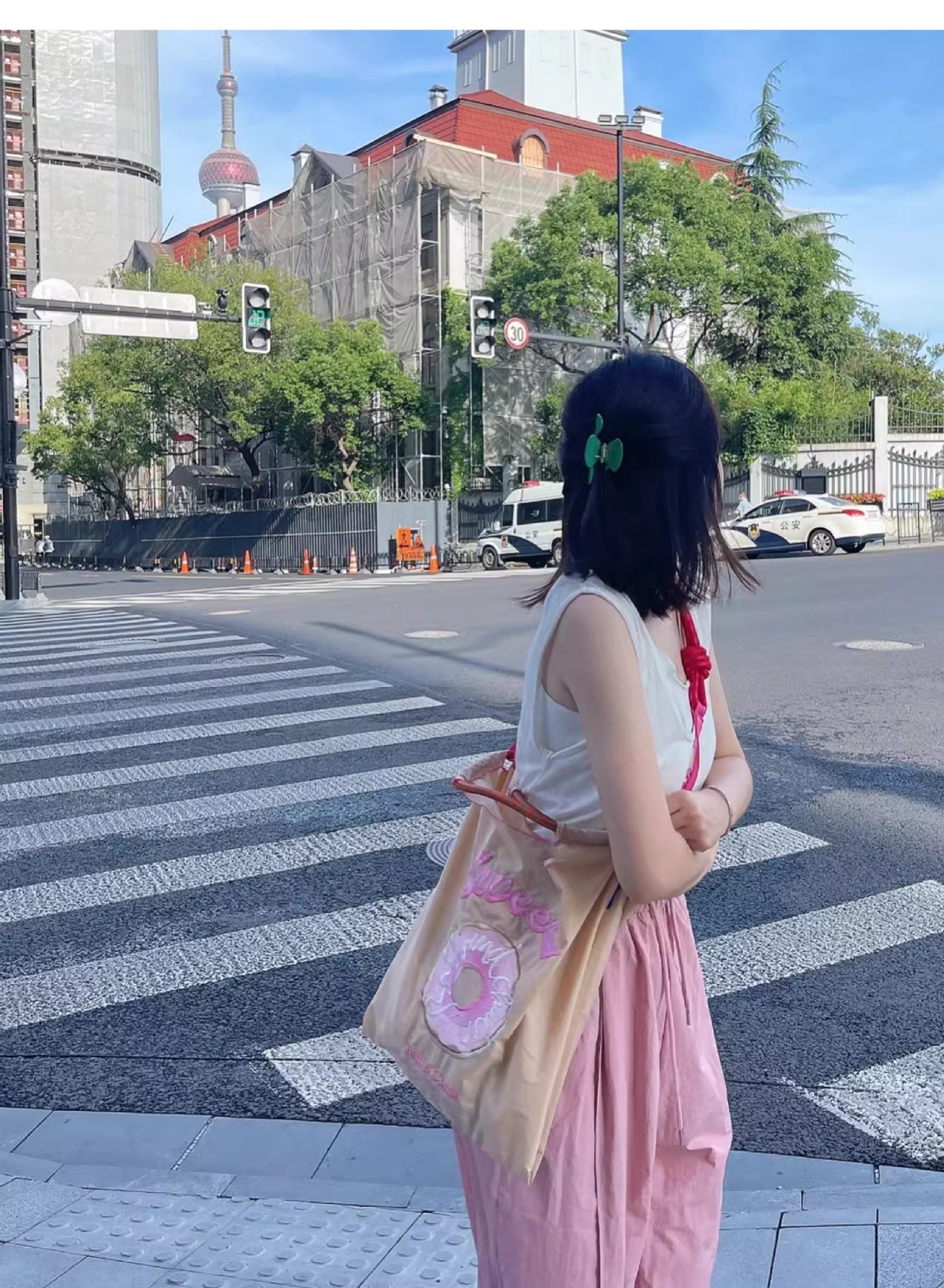 高圆圆同款日本ball chain刺绣环保袋收纳袋尼龙手提单肩斜挎包女详情24