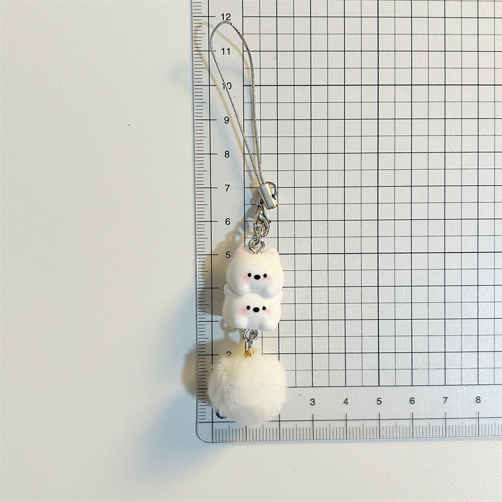 卡通甜美西高地毛球手机链少女心原创小狗钥匙扣学生书包挂饰配饰详情2