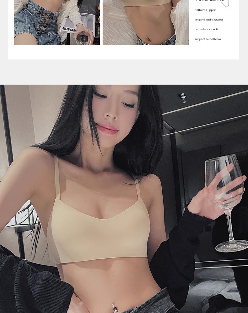 日本无痕内衣女半杯薄款防下垂聚拢文胸罩小胸光面无钢圈上托抹胸详情21