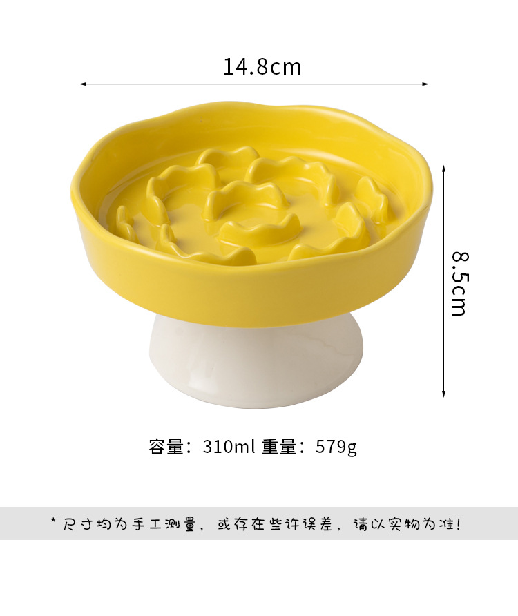 Ceramic slow food bowl, high-legged cat bowl, neck guard that is not easy to tip over, dog choke prevention bowl, pet bowl, cross-border cat food slow food basin pic 5