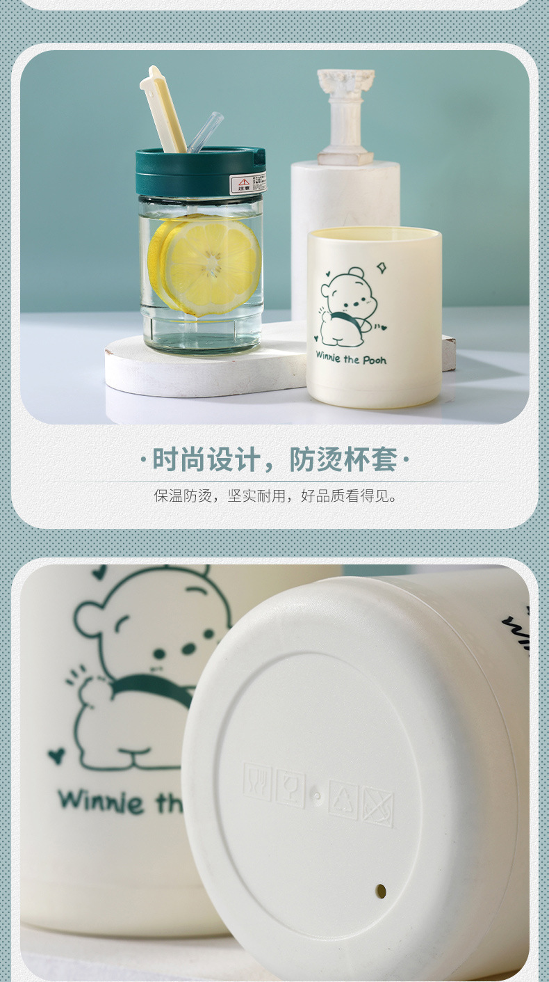 High appearance level bear straw cup, cute water cup, household student glass cup, coffee cup pic 9