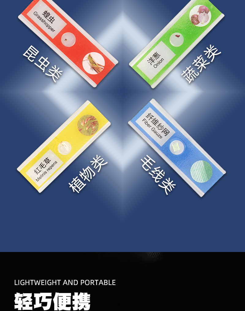 儿童便携式手持显微镜180倍生物标本放大镜学生科学科教实验玩具详情12
