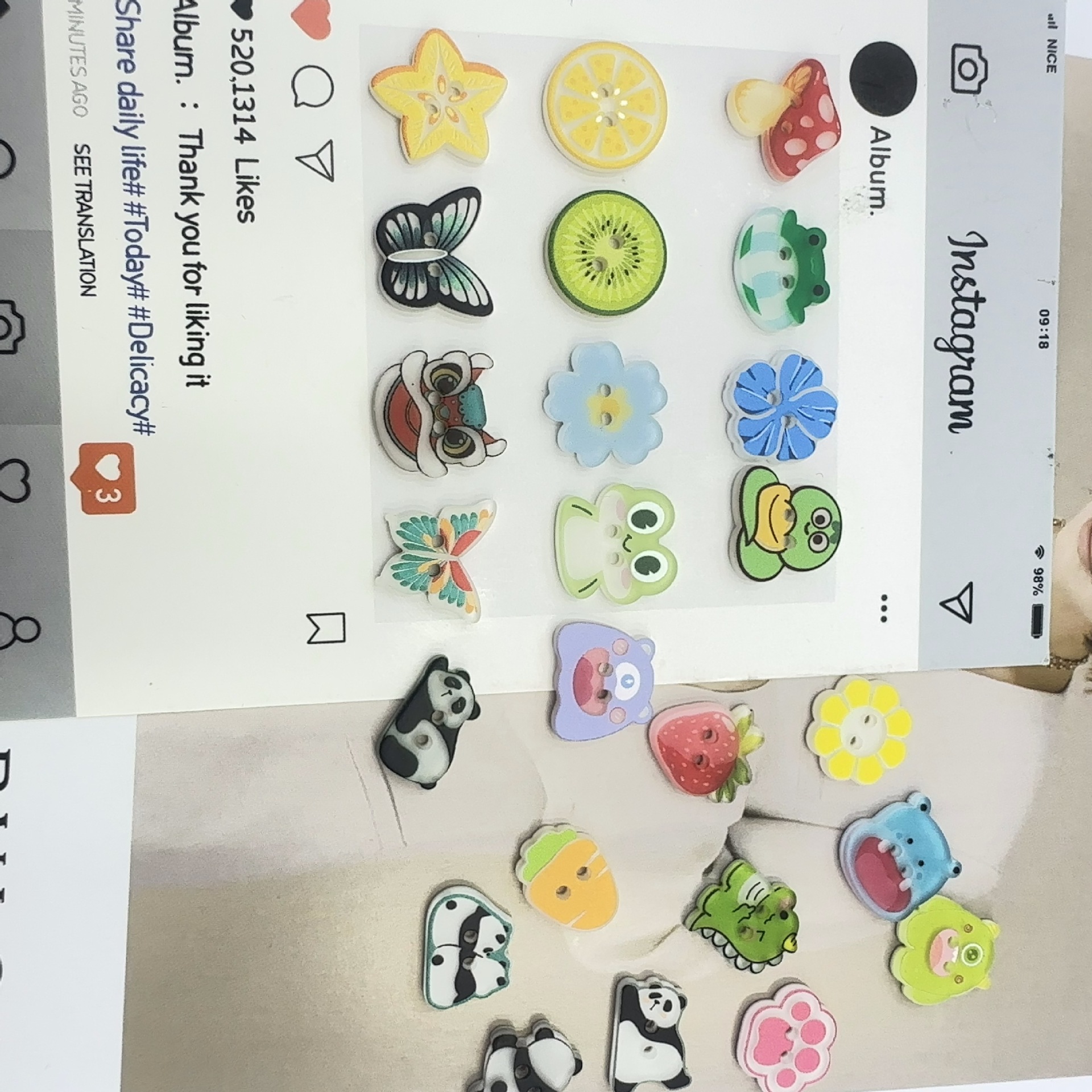 A set of 10 cartoon-patterned metal four-piece buttons, disc buttons and sleeve buttons pic 4