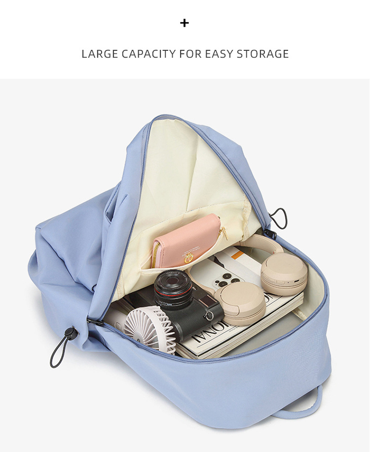 森系大容量休闲双肩包ins韩版纯色百搭初高中学生书包定制印logo详情11