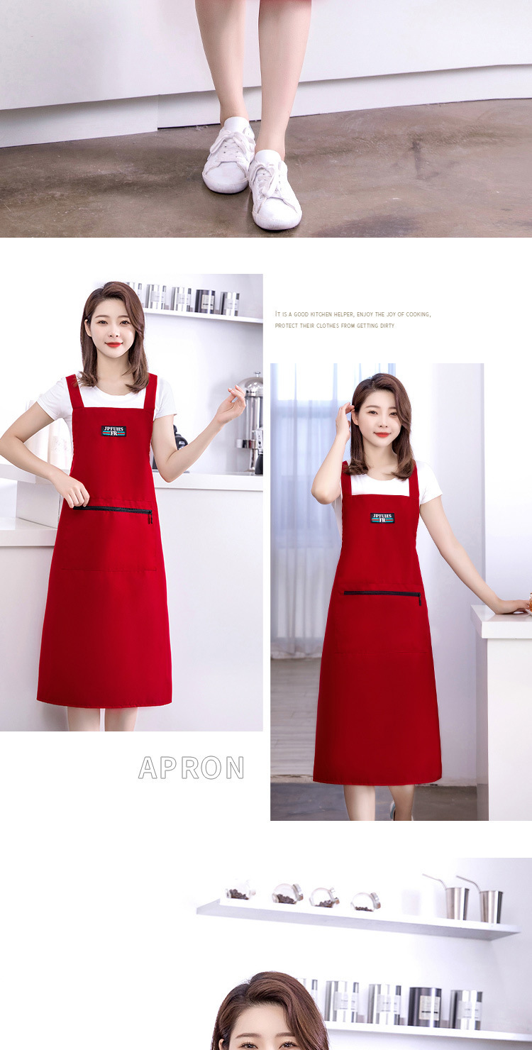 【 Chi Jia 】 Extended waterproof apron solid color simple kitchen home Zipper pocket dirt-resistant work clothes pic 11