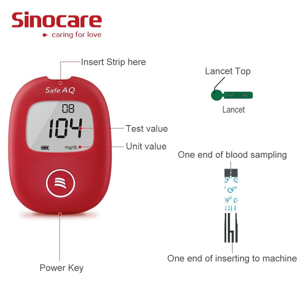 SinocareSafeAQ外贸款出口免调码血糖仪精准家用测血糖仪器试纸详情7