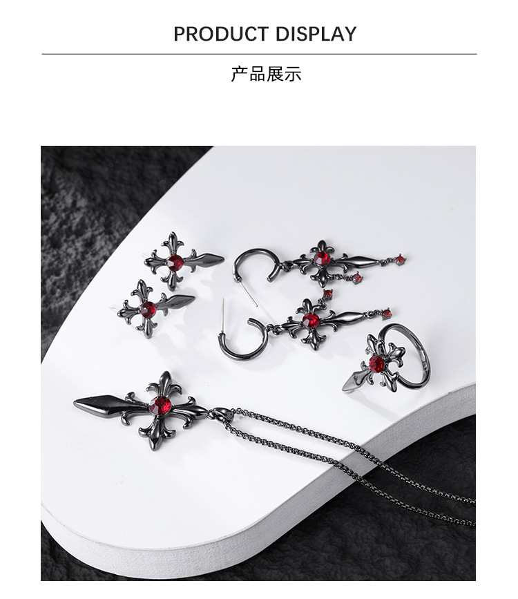【定制】暗夜鸢尾十字架系列耳环女款时尚简约甜酷风精致耳钉耳坠 pic 12
