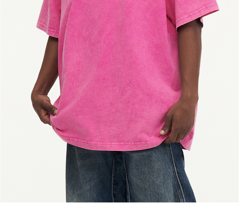 男士T恤230克酸洗炒雪花宽松做旧复古水洗短袖男纯棉t恤落肩欧码详情11