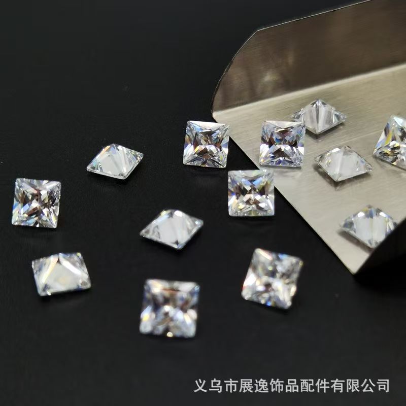 爆款直角正方形透明白色合成锆石裸石 方形饰品配饰厂家批发详情6
