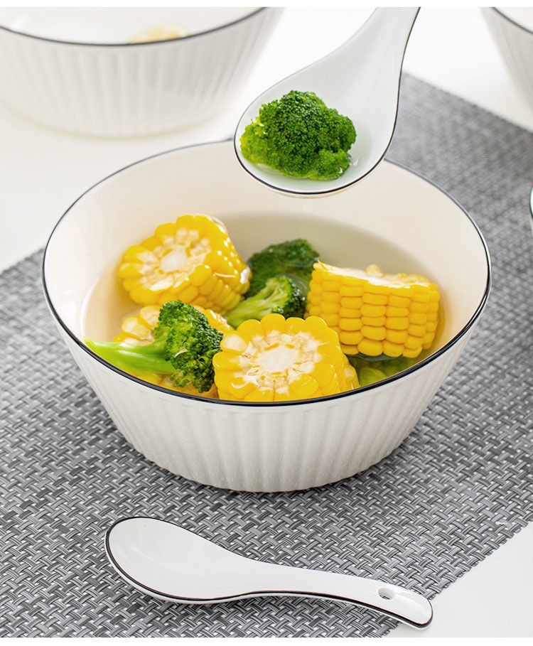 Nordic bowl and plate set, home ceramic tableware with logo printing, creative new style Japanese plate, soup noodle bowl and vegetable plate gift box pic 8