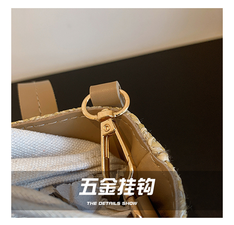 韩国ins草编织手提包夏季新款休闲度假女菜篮子单肩包撞色斜挎包详情5
