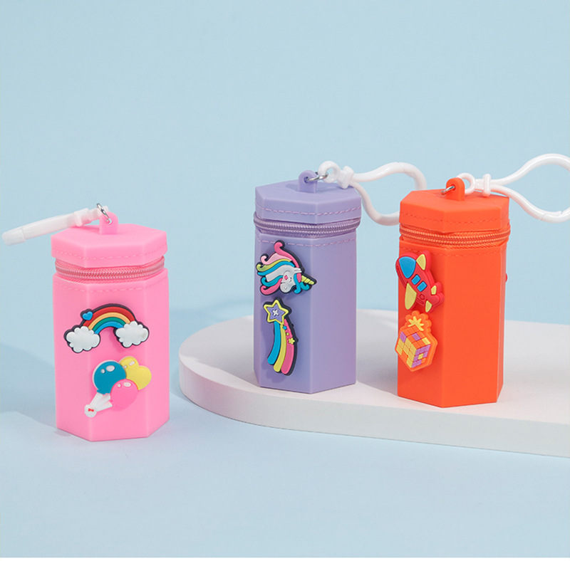 Cute macaron-colored creative silicone coin purse, earphone storage bag, mini bucket bag, hanging decoration, multi-functional portable small bag pic 11