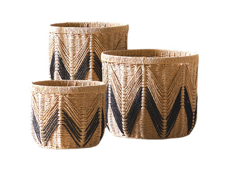 纸绳编收纳筐桌面手工编织篮子收纳框装饰篮纸编筐整理收纳箱详情21