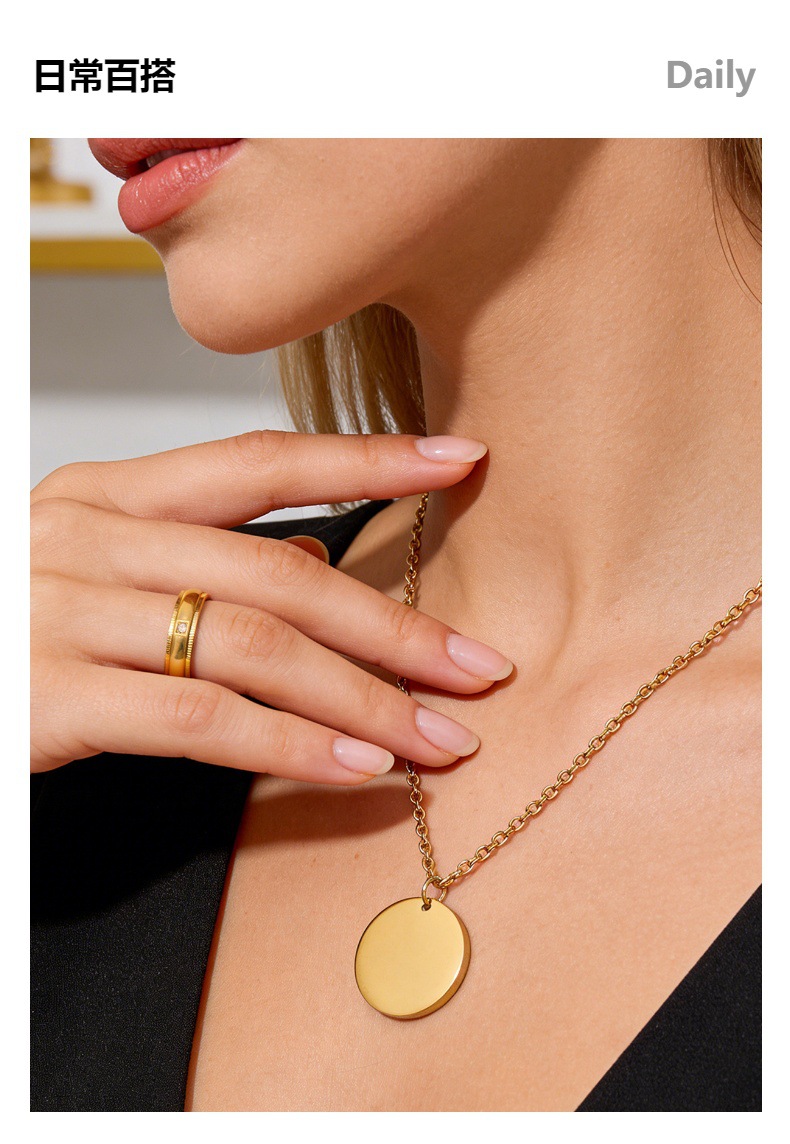 Three fashionable stainless steel rings, bracelets and necklaces with diamond-encrusted designs for cross-border European and American women pic 4