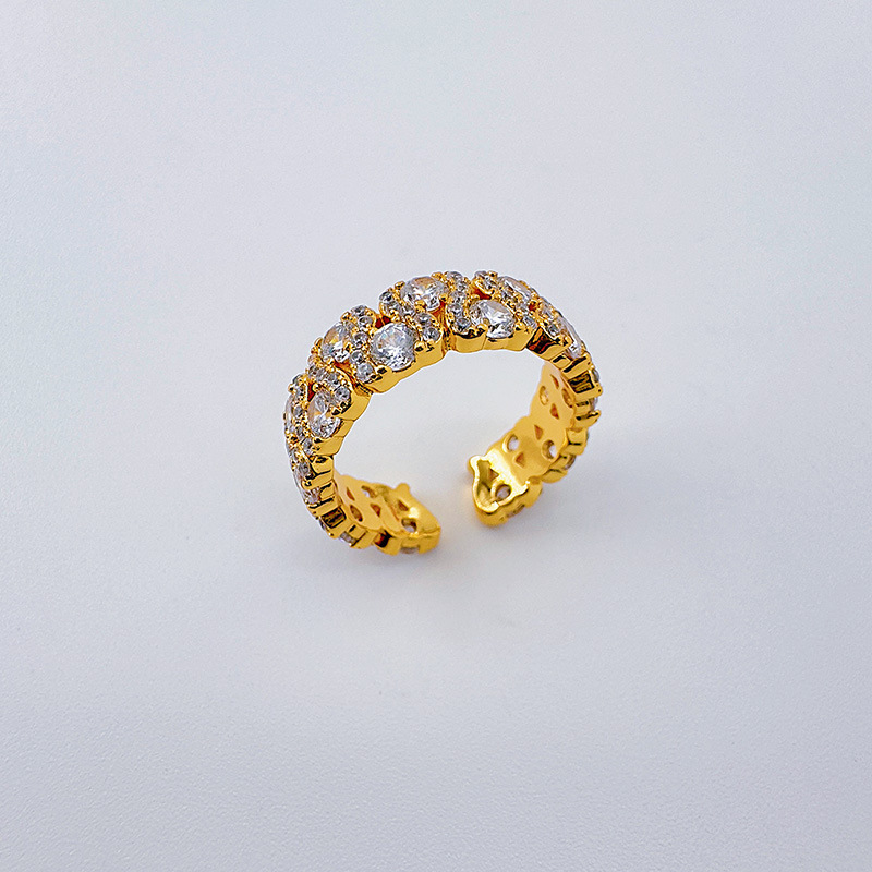 Niche diseño aperturas dedo índice anillo mujer minimalista personalidad anillo micro diamante zirconita martillo influencer en vivo accesorios pic 8