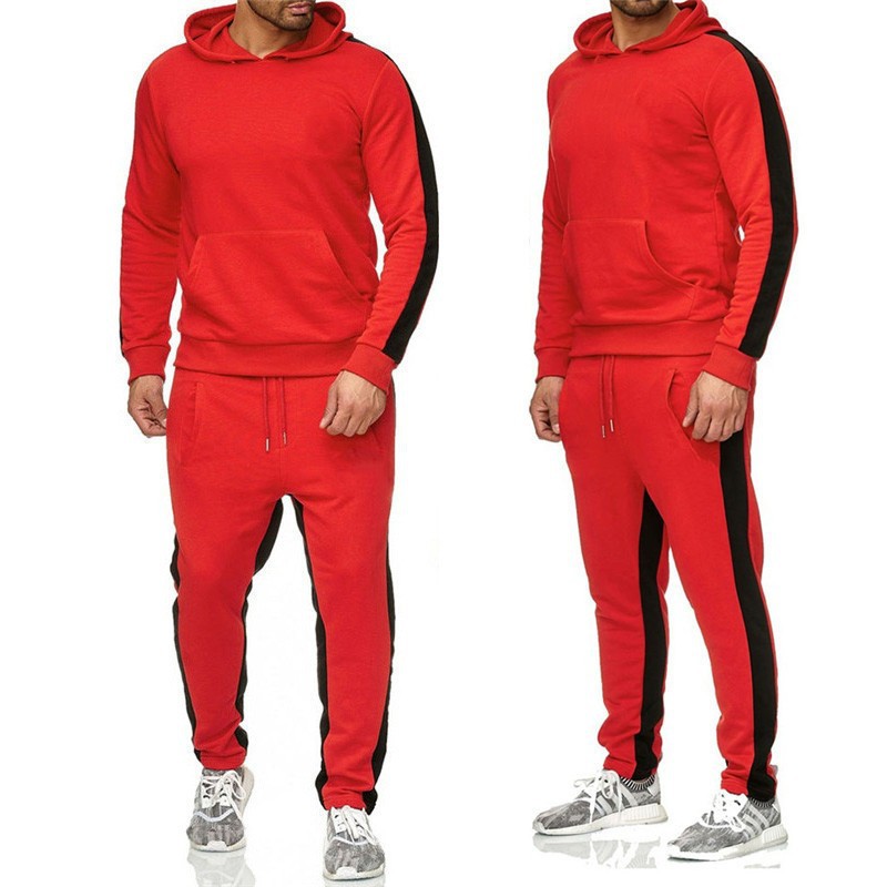 Cross-border men's and women's striped sweatshirt set, new sporty two-piece set for foreign trade, men's casual sporty sweatshirt pic 7