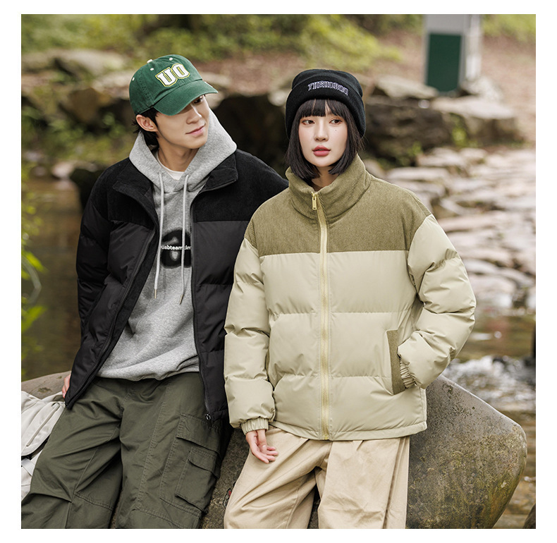 New winter fleece cotton-padded jackets for both men and women, thickened and warm cotton-padded jackets, couple bread jackets, and trendy color-blocked cotton-padded jackets pic 38