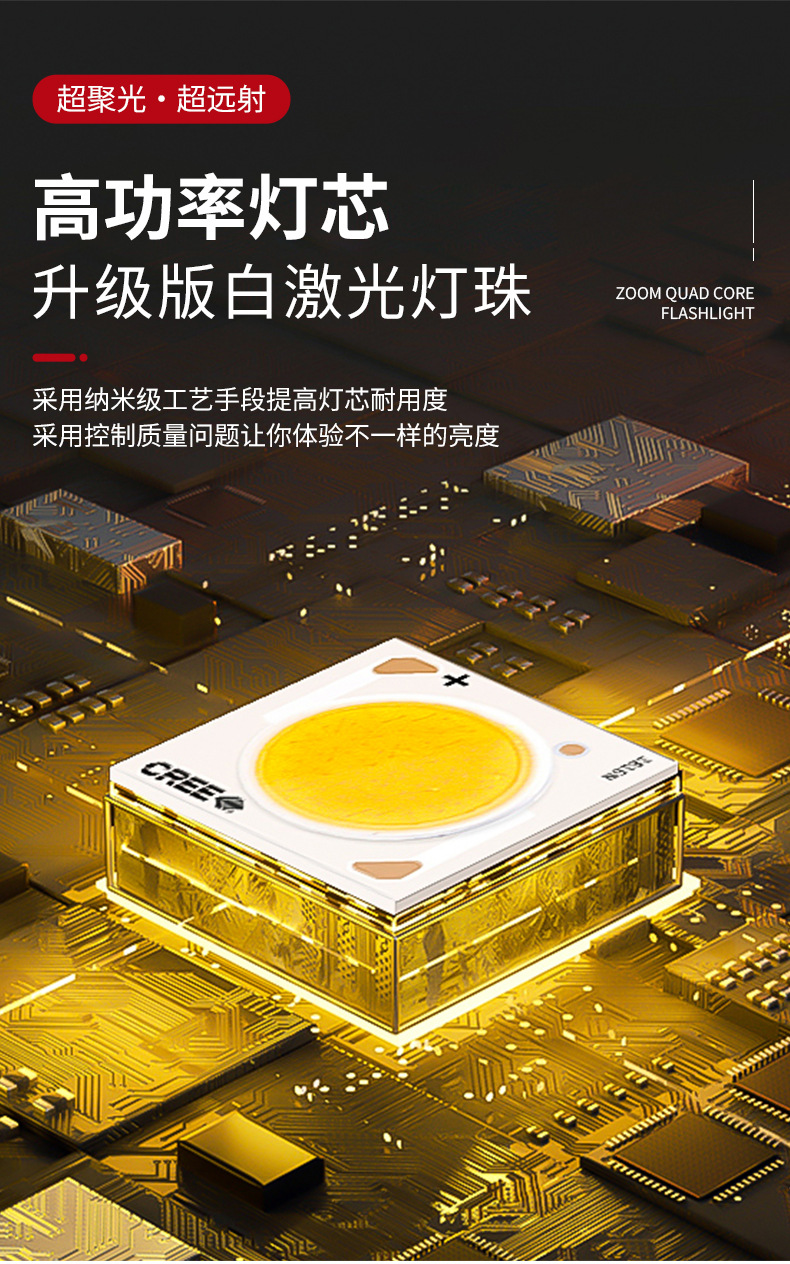 The new cross-border high-intensity flashlight, a 100,000-lumen aluminum alloy white laser flashlight, is portable for charging and has a long battery life pic 6