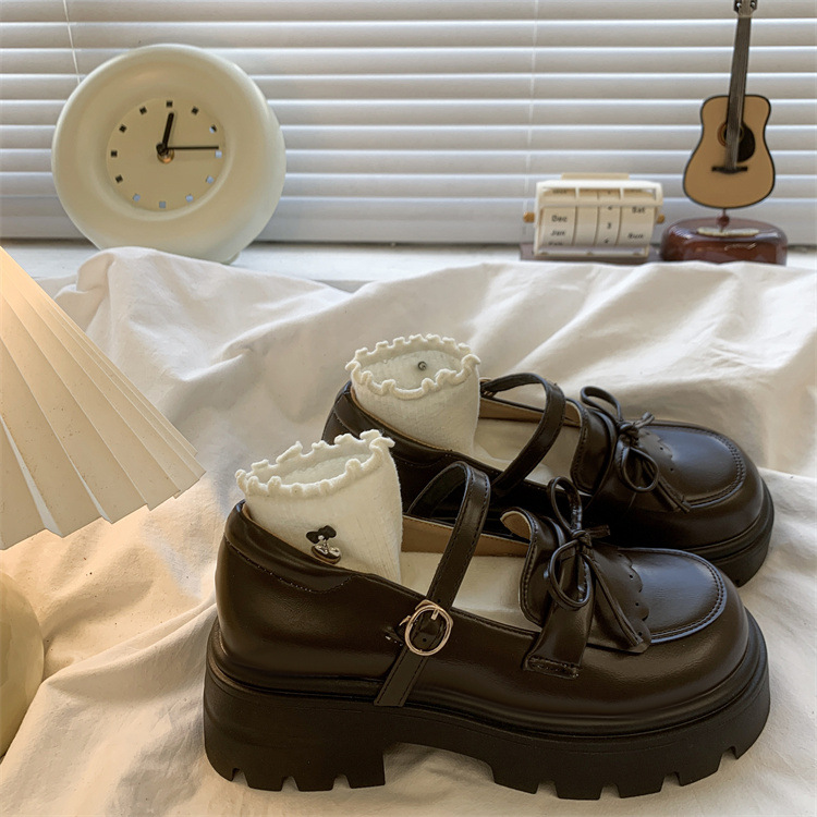 乐福学院风配裙子可爱百搭单鞋2025新款春秋粗跟厚底增高小皮鞋女详情4