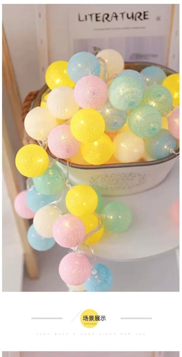 LED color lights, cross-border Christmas lights, cotton thread ball lights, room and bedroom decoration and arrangement, ins birthday and festival lights, small light strings pic 22