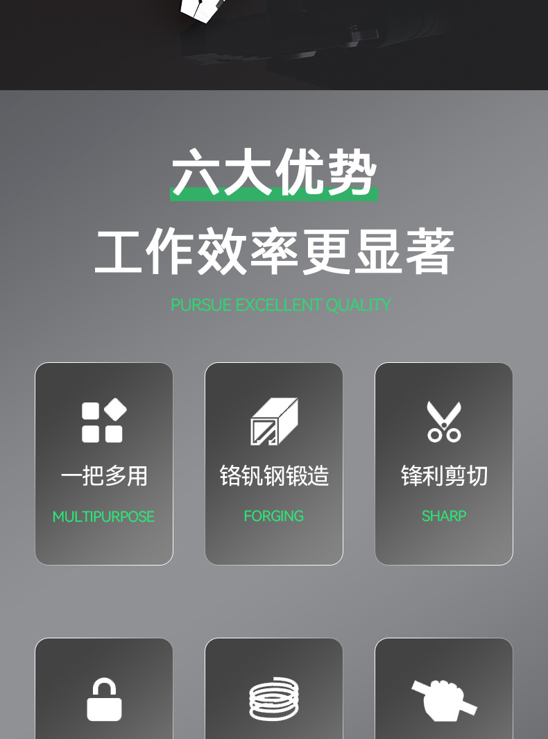 多功能剥线钳老虎钳子十合一电工钢丝钳专用钳类工具剪钳尖嘴钳详情2
