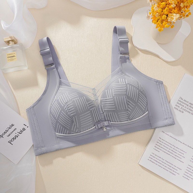 Cross-border trade bras without steel rings, thin cups, large breasts, small appearance, gathering top support, side retraction, breathable inner lining, adjustable type underwear pic 7