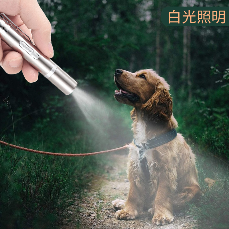 7in1 multi-pattern switchable laser pointer, cat toy flashlight, stainless steel, silver, infrared, purple and white light, charging pic 7