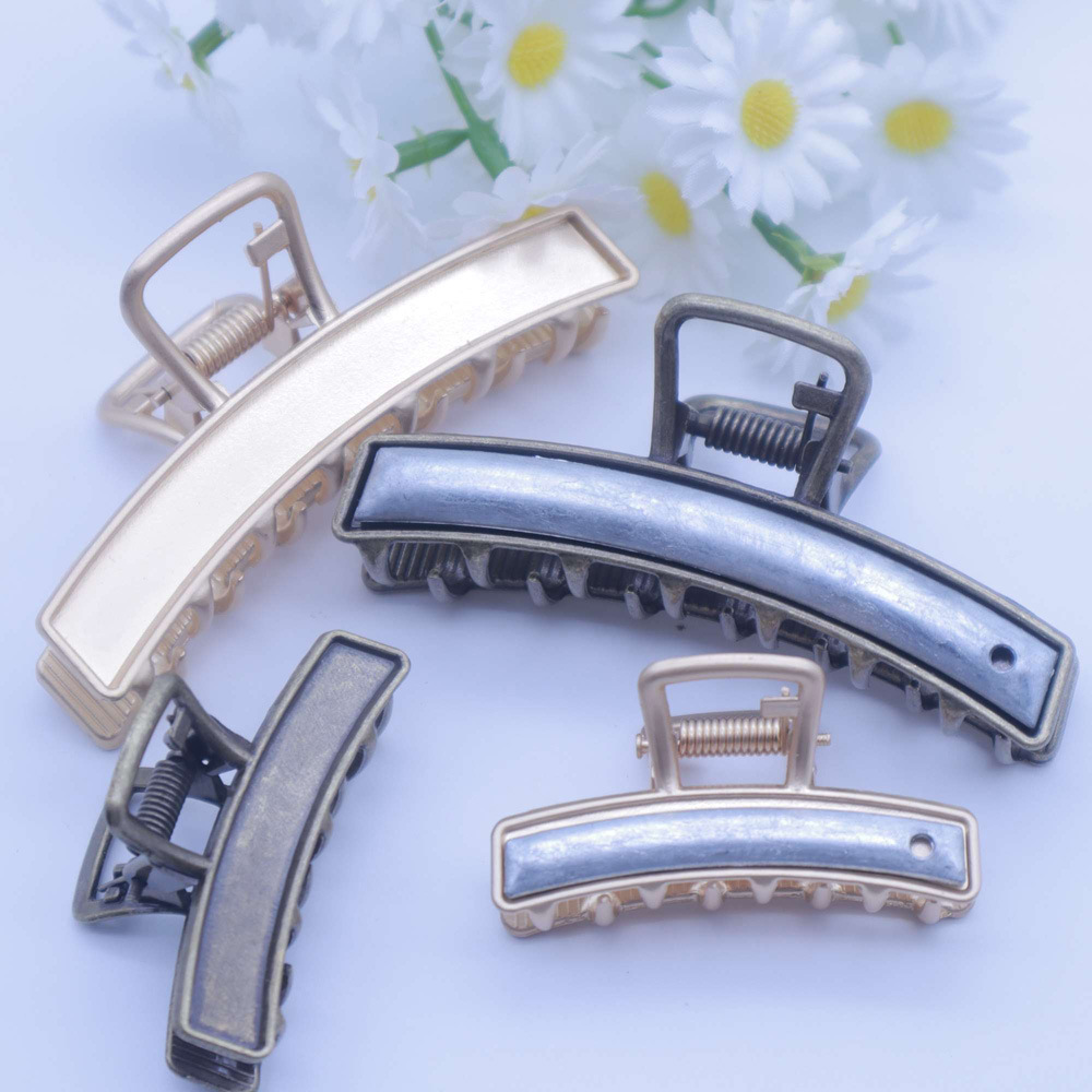 Zinc alloy semi-bent grab clip, ponytail clip, fine leather veneer, intangible cultural heritage Song brocade hair accessory, diy jewelry accessory wholesale pic 2