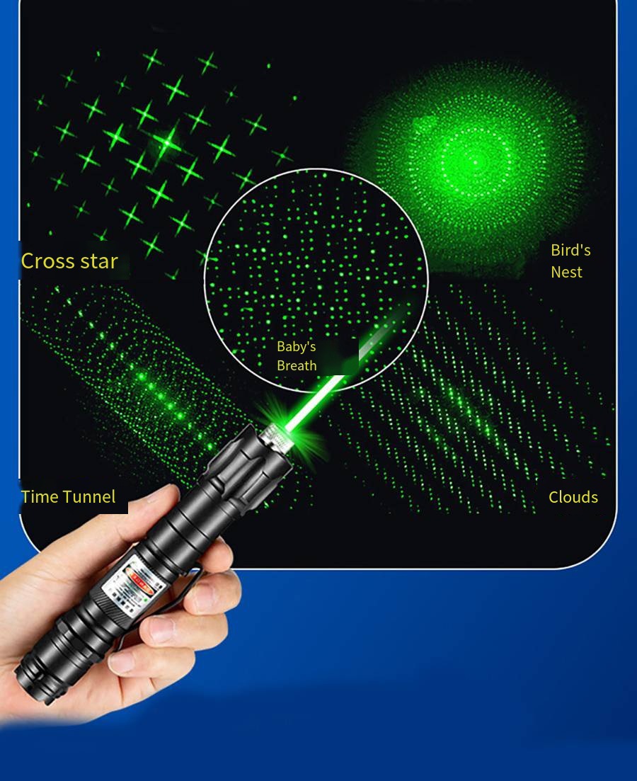 High-power laser pen, strong light constantly on, laser light, starry sky pattern, long-range green light, outdoor indication pic 4
