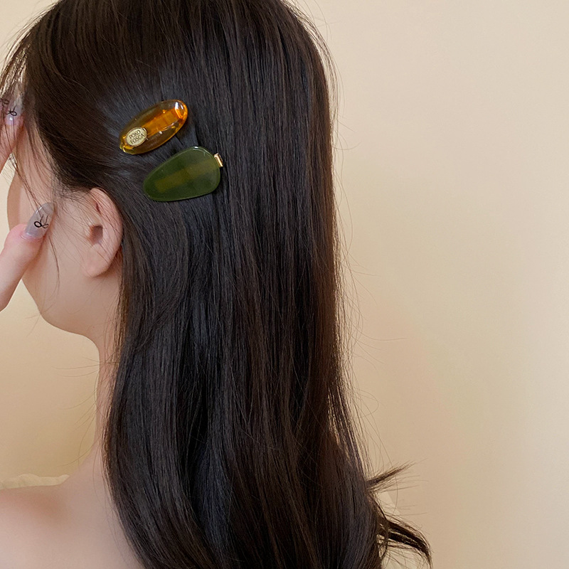 韩国东大门水滴树脂发夹气质时尚百搭鸭嘴夹简约高级感发饰批发女详情3