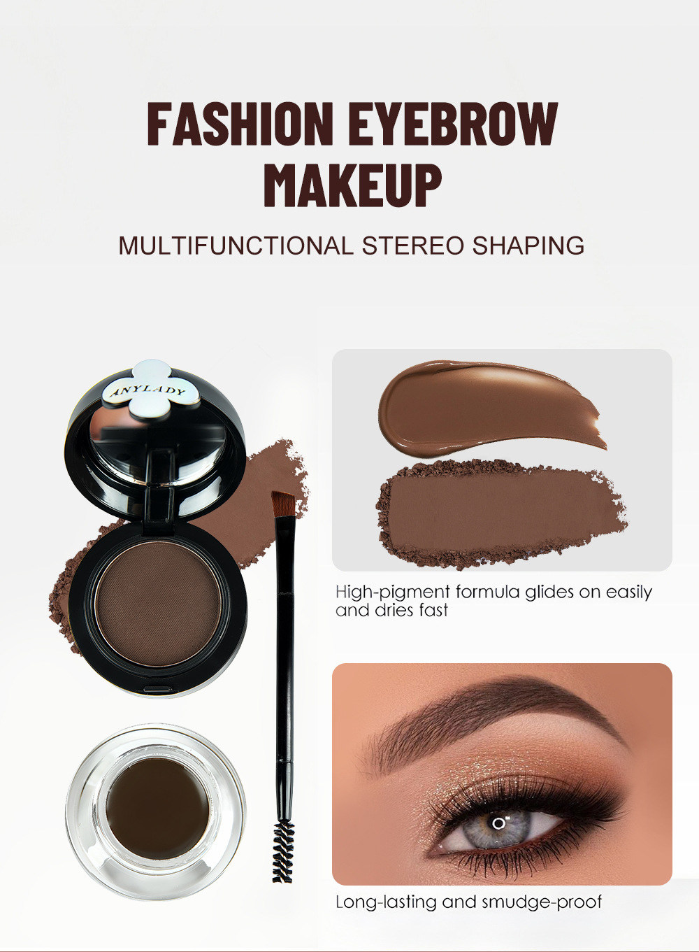 ANYLADY染眉膏二合一持久不晕染显色化妆品欧美跨境三色带刷眉粉详情6