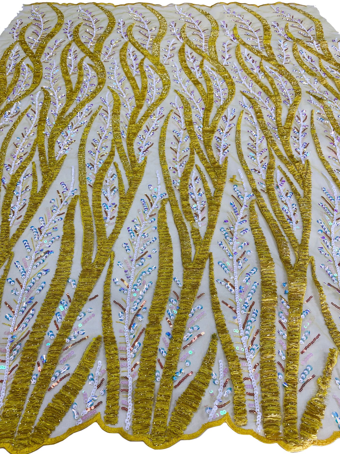 New African and Middle Eastern branch mesh fabric, sequined multi-color embroidered lace fabric beadslace in stock pic 11