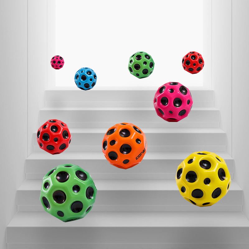 7公分平面分型单色pu弹力球洞洞月光高弹力球月亮球厂家直销详情5