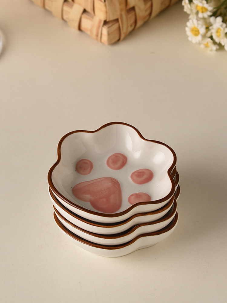 可爱ins风日式猫爪味碟超萌卡通创意碟子家用调料酱油陶瓷小碟子详情12